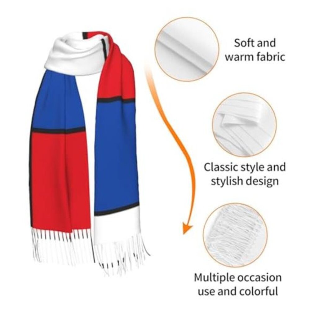 MOD Mondrian COLORBLOCK 60's inspired PRIMARY COLORS Colorful Scarf Shawl Wrap - Picture 6 of 7